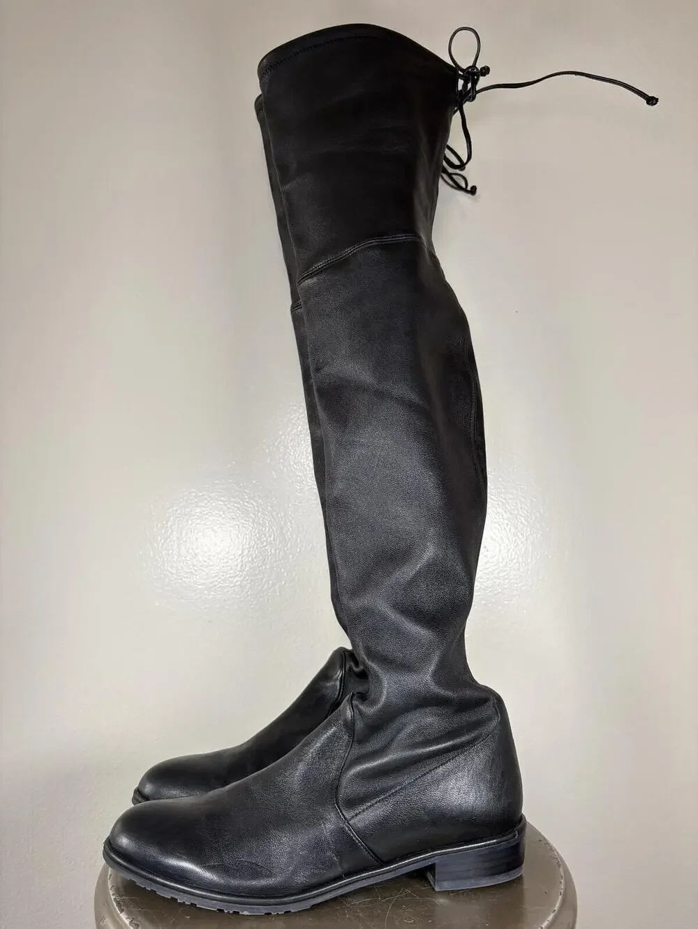 Stuart Weitzman Lowland Black Leather Over-the-Knee EU 38.5 US 8
